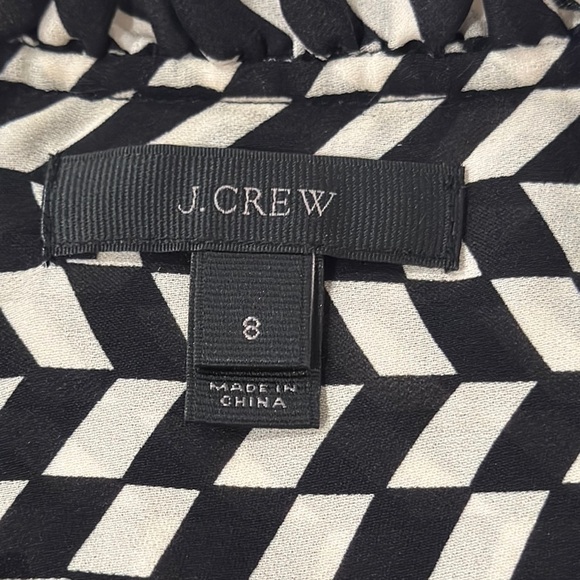 J. Crew Black and White Silk Patterned Blouse - Picture 6 of 9